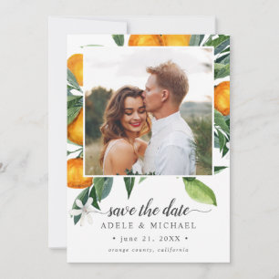 Vivid Tangerine Orange Bouquet photo save the date