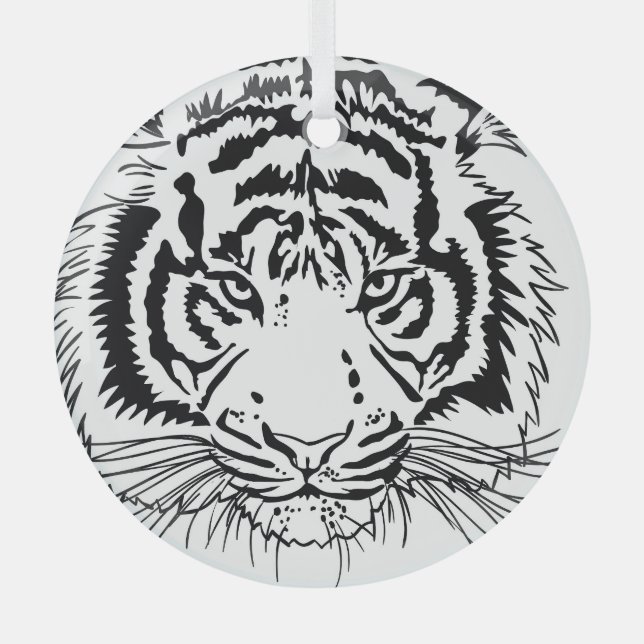 Vivid tiger: majestic wildlife illustration. glass tree decoration (Front)