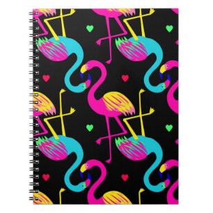 Vivid tropical, exotic hawaiian seamless pattern w notebook