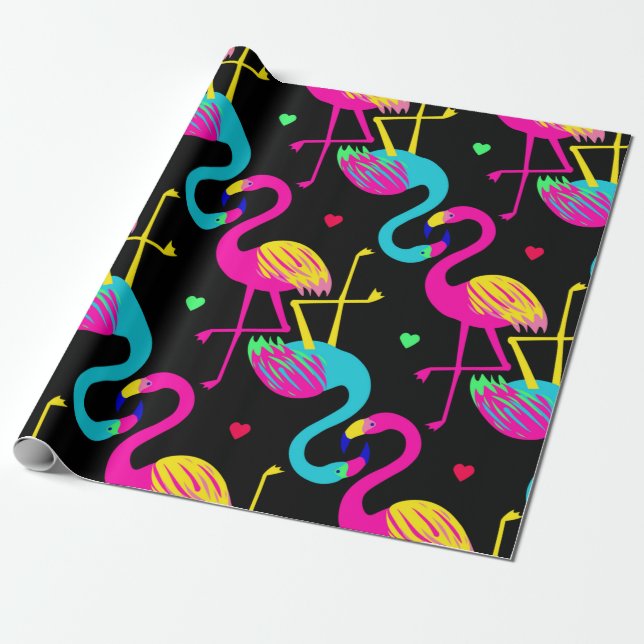 Vivid tropical, exotic hawaiian seamless pattern w wrapping paper (Unrolled)