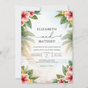 Vivid Tropical Floral Arch Wedding Invitation