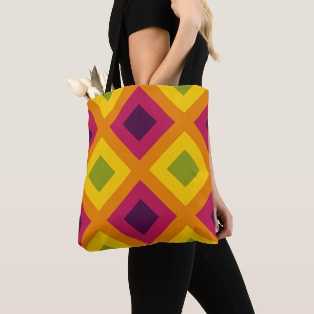 Vivid Vector Mosaic Tote Bag (Close Up)