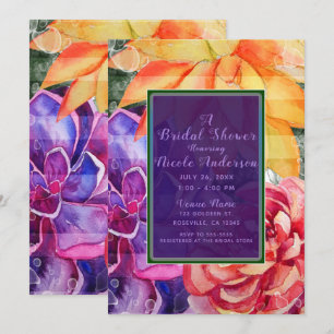Vivid Vibrant Colourful Succulent Bridal Shower Invitation