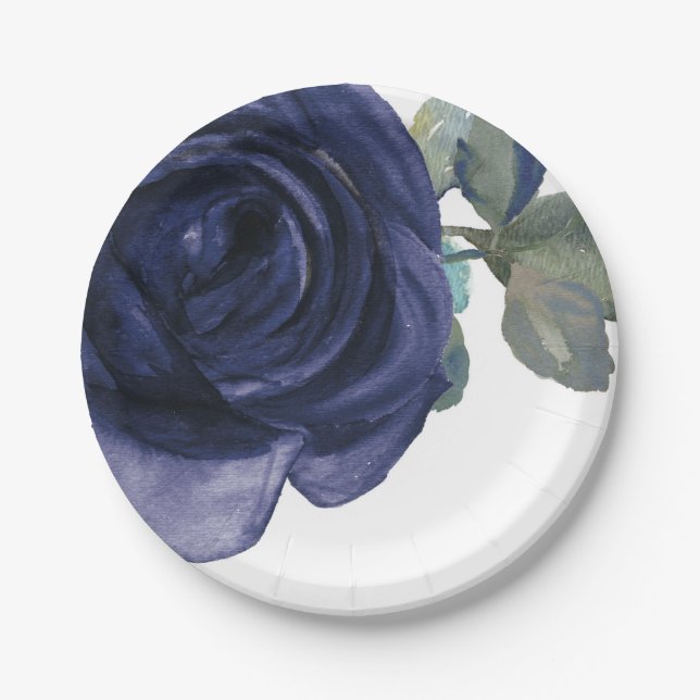 Vivid Vibrant Indigo Purple Blue Floral Paper Plate (Front)