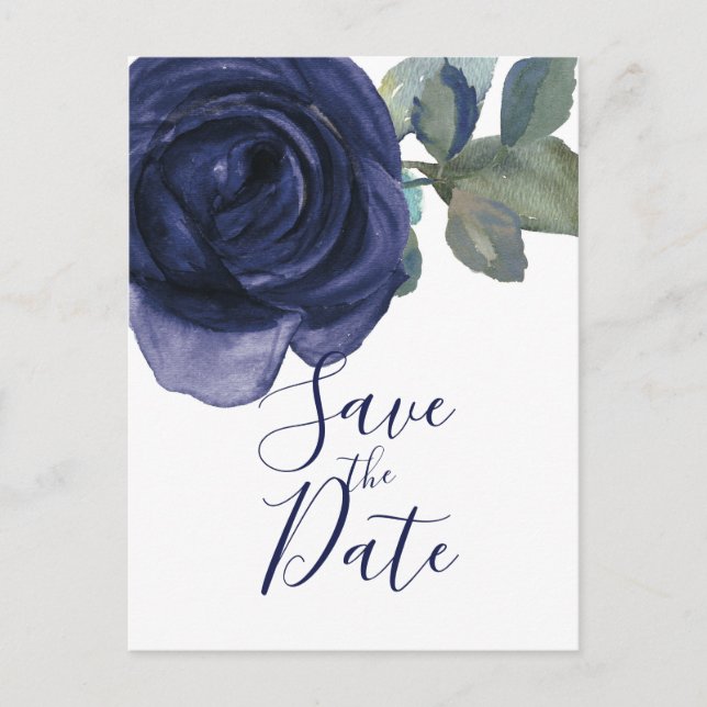 Vivid Vibrant Indigo Purple Blue Save the Date Announcement Postcard (Front)