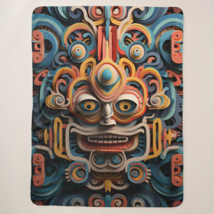Vivid Vibrant Tribal 3D Paper Art style pattern Sherpa Blanket