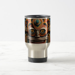 Vivid Vibrant Tribal 3D Paper Art style pattern Travel Mug