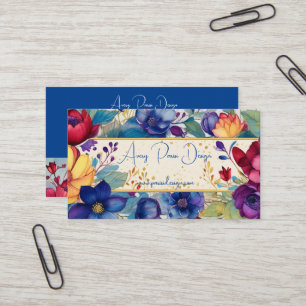 Vivid Vintage Standard Watercolor Floral Business Card