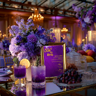 Vivid Violet Purple Wedding Bar Menu Glossy Poster