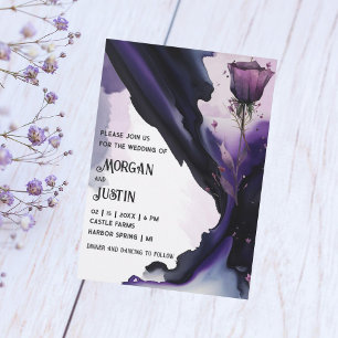 Vivid Violet Rose Watercolor Wedding Invitations
