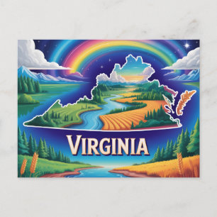 Vivid Virginia Conceptual Map Art Postcard