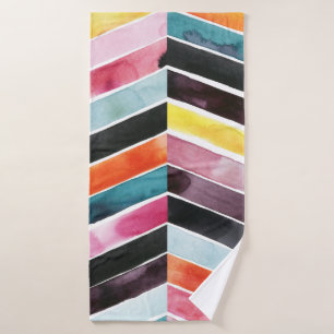 Vivid Watercolor Chevron I Bath Towel Set