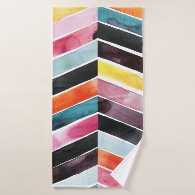 Vivid Watercolor Chevron I Bath Towel Set (Bath Towel)