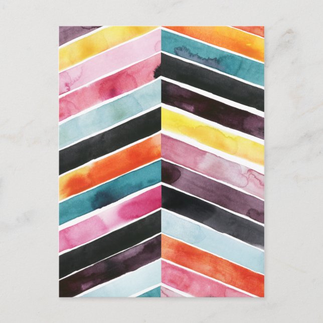 Vivid Watercolor Chevron I Postcard (Front)