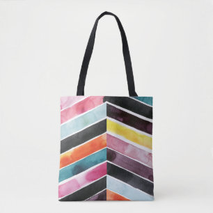 Vivid Watercolor Chevron I Tote Bag
