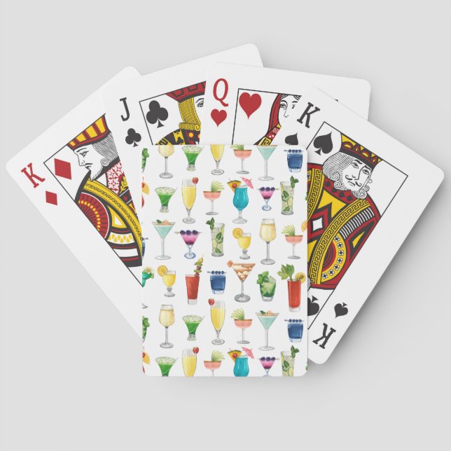 Vivid Watercolor Cocktail Pattern Tote Bag Playing Cards (Back)
