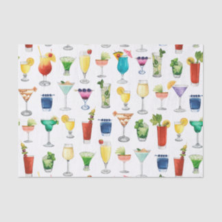 Vivid Watercolor Cocktail Pattern Tote Bag Tissue Paper