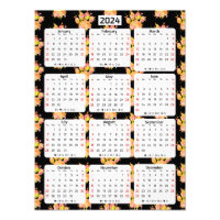 Vivid Watercolor Splash Dog Paw 2024 Calendar