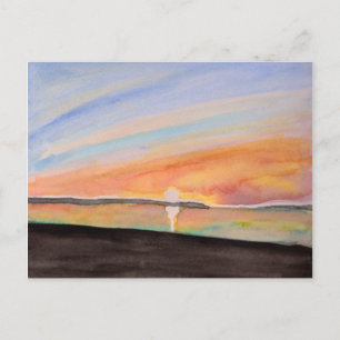 Vivid Watercolor Sunrise Postcard