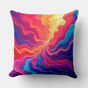 Vivid Waves: Abstract Neon Energy Flow Art Cushion