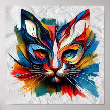 "Vivid Whiskers – Abstract Feline Energy" Poster