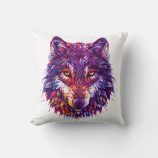 Vivid Wolf Energy Throw Pillow