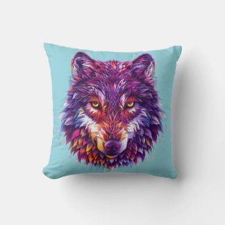 Vivid Wolf Energy Throw Pillow