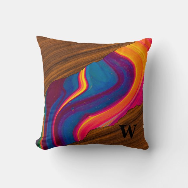 Vivid Wood Colourful River Cushion (Front)