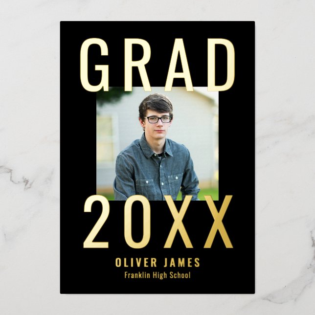 Vivid Year Foil Graduation Announcement Invite (Front)