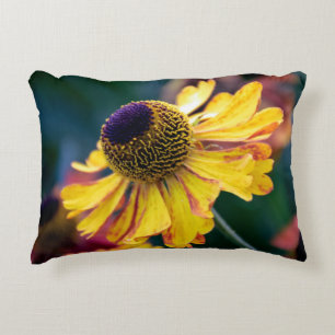 Vivid Yellow Helenium with Purple Centre Decorative Cushion