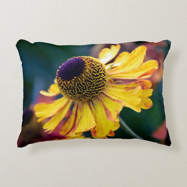 Vivid Yellow Helenium with Purple Centre Decorative Cushion (Front)