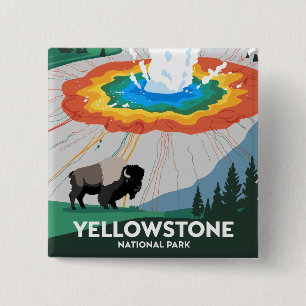 Vivid Yellowstone National Park 15 Cm Square Badge