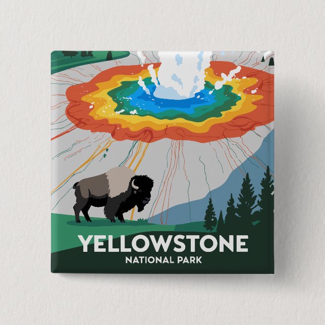 Vivid Yellowstone National Park 15 Cm Square Badge (Front)