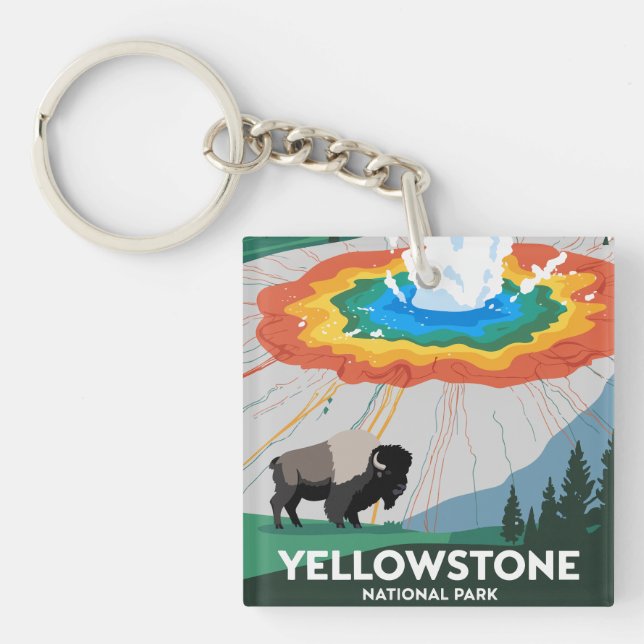 Vivid Yellowstone National Park Key Ring (Front)