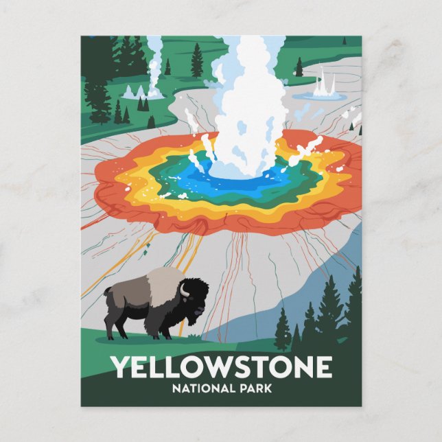Vivid Yellowstone National Park Postcard (Front)