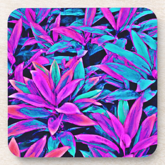 VividNeon Dreams Lively Pattern Coaster (Front)