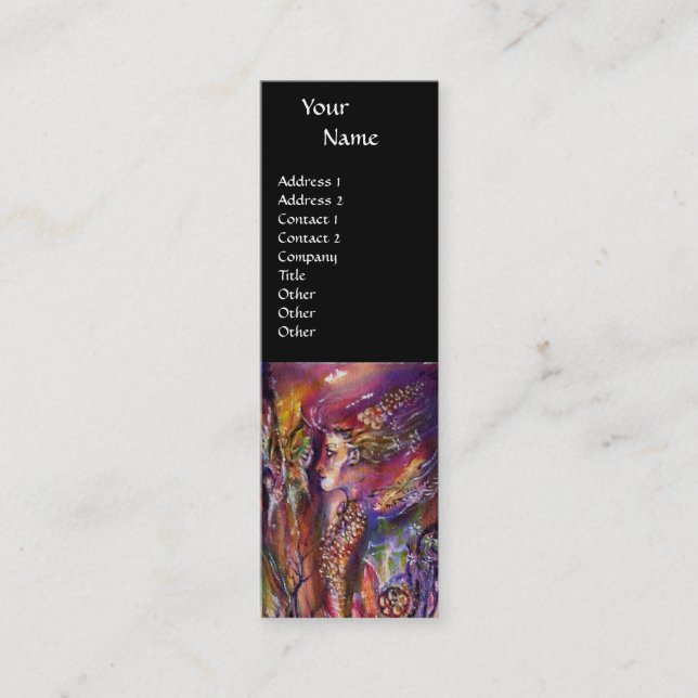 VIVIEN AND MERLIN Pink Purple Black Fantasy Mini Business Card (Front)