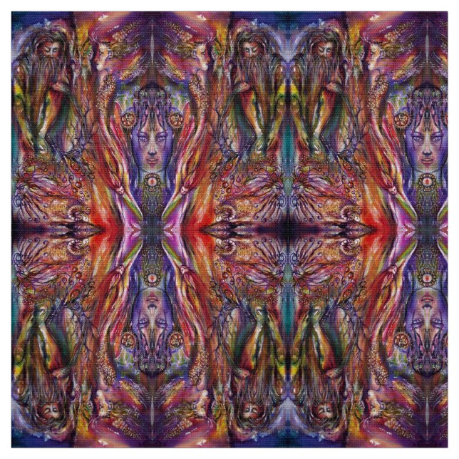 VIVIEN AND MERLIN Pink Purple Blue Fantasy Fabric (Swatch)