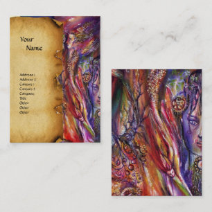 VIVIEN AND MERLIN Pink Purple Fantasy Parchment Business Card