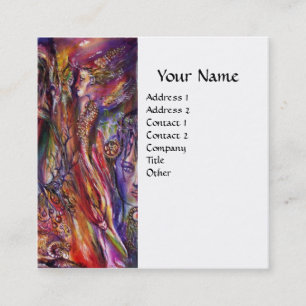 VIVIEN AND MERLIN Pink Purple White Fantasy Square Business Card