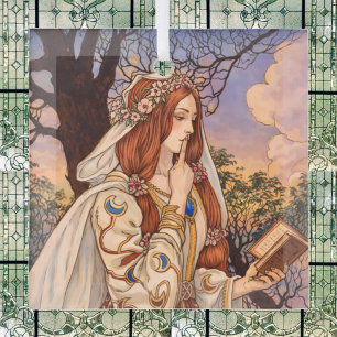 Vivien – Art Nouveau Enchantress Illustration Glass Tree Decoration