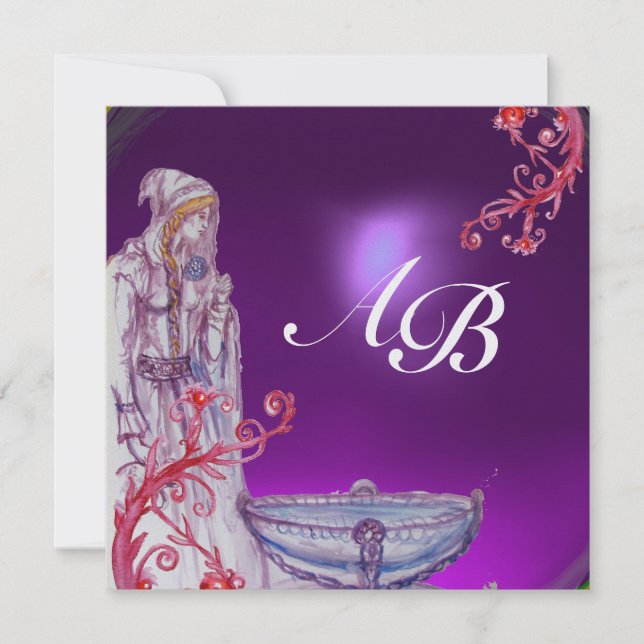 VIVIEN MONOGRAM amethyst purple ice Invitation (Front)