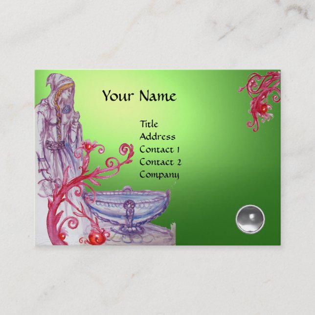 VIVIEN MONOGRAM gem green white Business Card (Front)