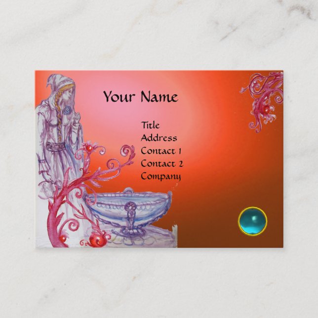 VIVIEN MONOGRAM gem orange white blue Business Card (Front)