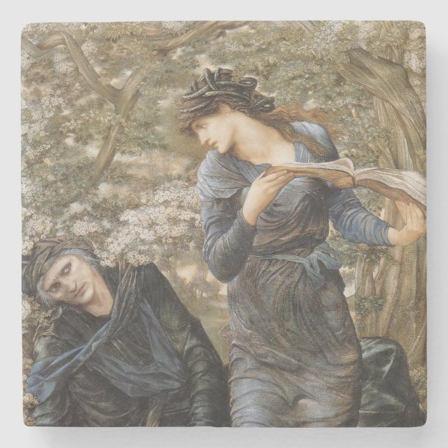 Vivien's Beguiling of Merlin (Edward Burne-Jones) Stone Coaster (Front)