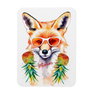 Vixen fox with upside-down pineapples  magnet
