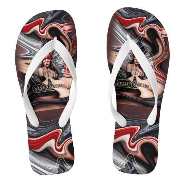 Vixen Queen Of Spades Blindfolded design Flip Flops (Footbed)