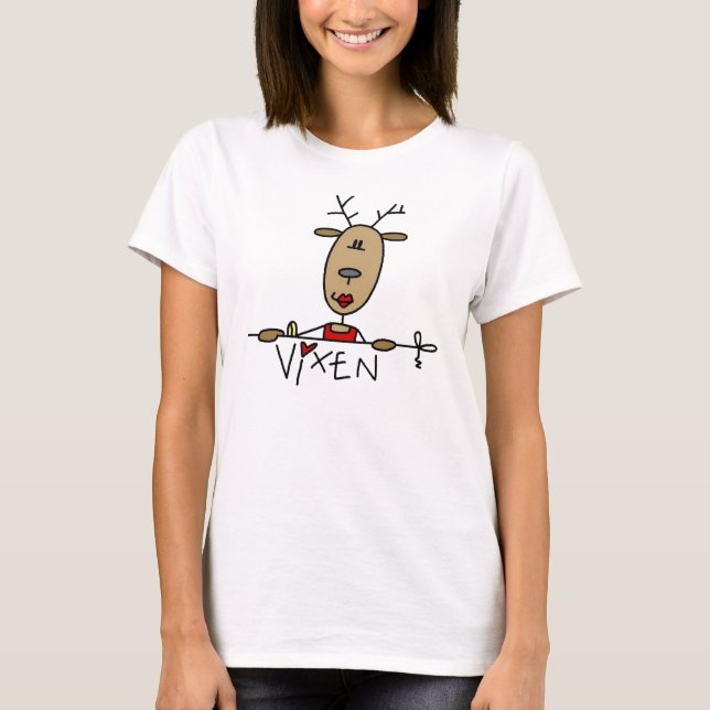Vixen Reindeer Christmas (Red lipstick) T-Shirt (Front)