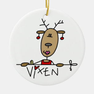 Vixen Reindeer Christmas Tshirts and Gifts Ceramic Tree Decoration