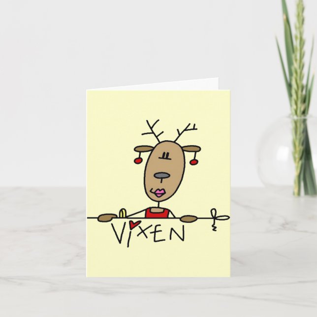 Vixen Reindeer Christmas Tshirts and Gifts Holiday Card (Front)